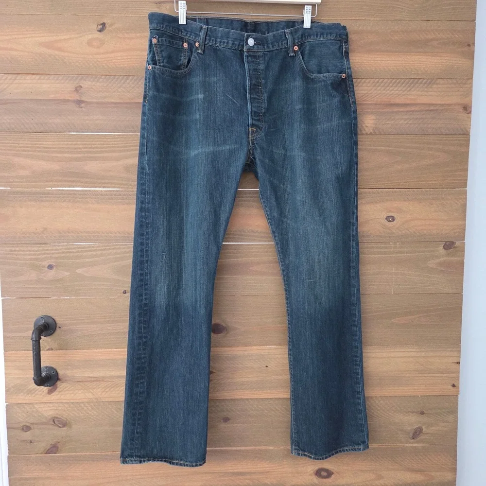 Levi's 501 Original Fit Dark Wash Button Fly Straight Leg Jeans Mens 40x32
